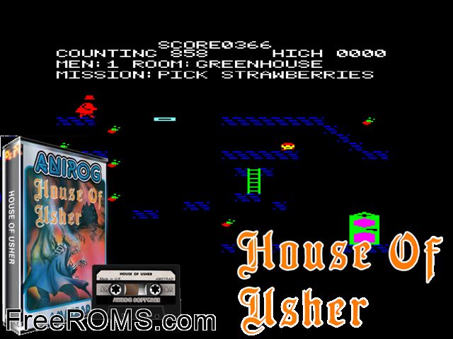 House of Usher (UK) (1984) [a1] Amstrad CPC game showing 3D box cover and gameplay screenshot